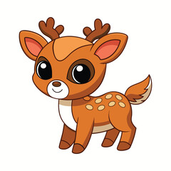 Deer color cartoon vector illustration style design