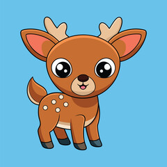 Deer color cartoon vector illustration style design