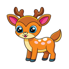 Deer color cartoon vector illustration style design