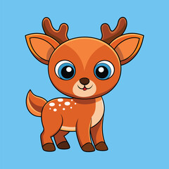Deer color cartoon vector illustration style design