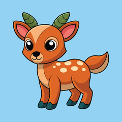 Deer color cartoon vector illustration style design