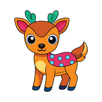 recommend clip art: Deer color cartoon vector illustration style design