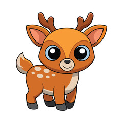 Deer color cartoon vector illustration style design
