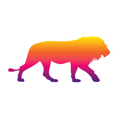 The silhouette of a lion. Original vector illustration in vintage style.