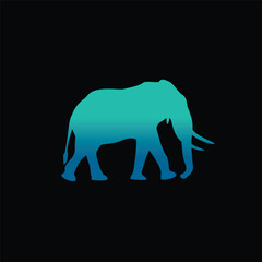 The silhouette of an elephant. Original vector illustration in vintage style.