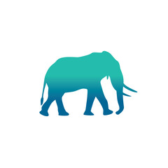 The silhouette of an elephant. Original vector illustration in vintage style.