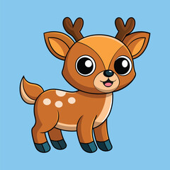 Deer color cartoon vector illustration style design