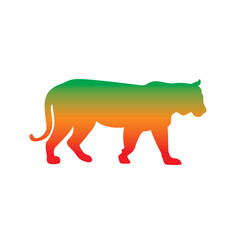 The silhouette of a tiger. Original vector illustration in vintage style isolated on white background.