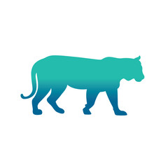 The silhouette of a tiger. Original vector illustration in vintage style isolated on white background.