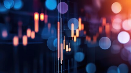 Fototapeta premium A vibrant abstract representation of a financial chart, depicting data trends with glowing lights and dynamic colors.