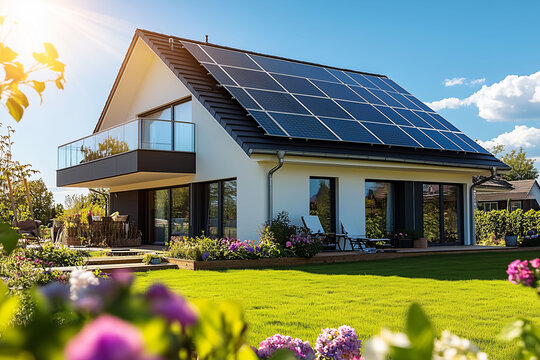 Das gr&uuml;ne Eigenheim, Gr&uuml;ne Energie f&uuml;r die eigenen 4 W&auml;nde durch eine Solaranlage, Solarenergie durch Photovoltaik, CO2 Fussabdruck reduzieren und Umwelt schonen