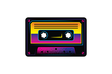 Audio cassette. Original vector illustration in vintage style. T-shirt design.