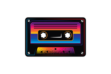 Audio cassette. Original vector illustration in vintage style. T-shirt design.