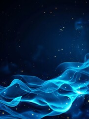 Abstract blue fire wave with glow in the middle, a celestial wave, a digital abstract wave, a futuristic wave, a dynamic wave.