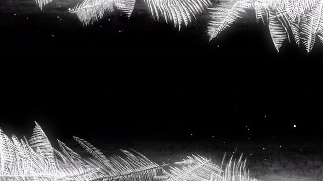 Winter frame with crystal ice frost patterns growing and snow falling on a transparent alpha channel
