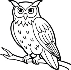 Detailed owl bird logo icon line art vector illustration for nature-themed logos