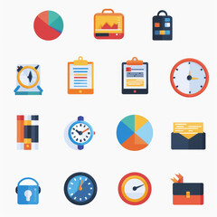 icons pack depict the time of business meetings, use the colors