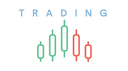 Vector Isolated Trading Icon or Illustration, with Candles or Candlesticks