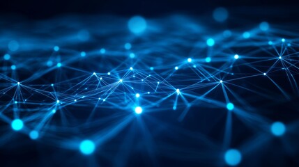 Abstract Digital Network with Glowing Connectivity Visualization