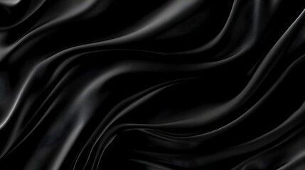Fototapeta premium Abstract Black Silk Fabric Draped in Soft Waves, Creating a Smooth and Elegant Texture, Ideal for Background Design