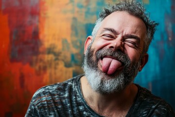 Playful Man Sticking Out Tongue