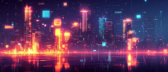 Fototapeta premium City of Twins, Digital Twin Technology