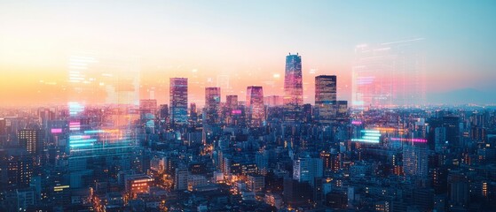 Obraz premium City of Twins, Digital Twin Technology