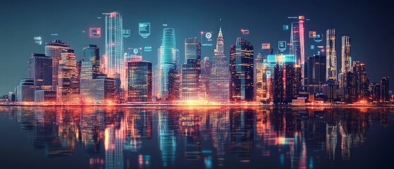 Fototapeta premium City of Twins, Digital Twin Technology