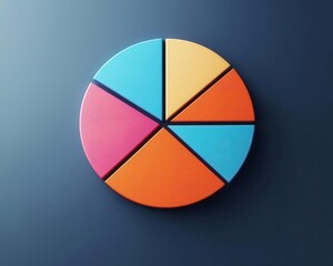 Fototapeta premium Abstract pie chart with glowing expanding segments, illustrating growing market shares