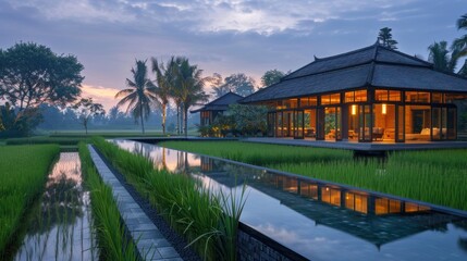 Modern Villa with Rice Paddies