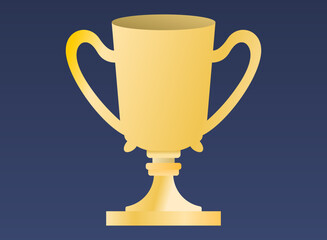 Gold colored trophy on a purple background