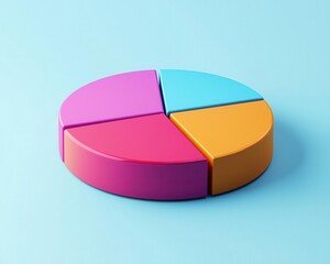Obraz premium 3D pie chart with expanding slices, representing growing market segments, vibrant colors