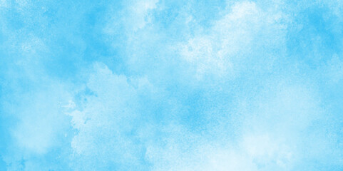 Abstract blue color clouds background, Vibrant clear blue sky with puffy and blurry natural clear clouds, watercolor background concept abstract cloudy sky, cloudy and grunge blue watercolor.