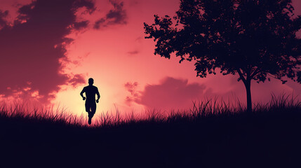 Silhouette of a man running. Silhouette. Illustration
