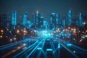 Obraz premium The Connected Skyline, Smart Cities and IoT Integration
