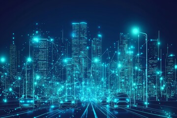 Obraz premium The Connected Skyline, Smart Cities and IoT Integration