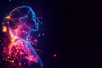 Colorful human silhouette with energy connections