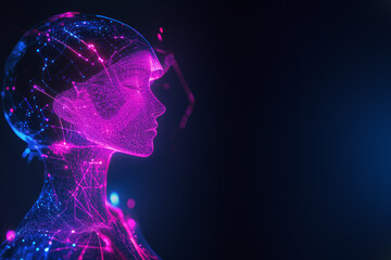 Digital human with pink and blue energy network