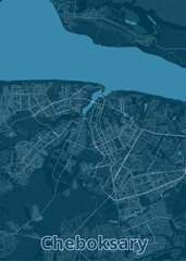 Cheboksary, Russia artistic blueprint map poster
