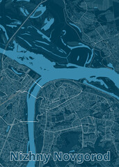 Nizhny Novgorod, Russia artistic blueprint map poster