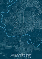 Orenburg, Russia artistic blueprint map poster