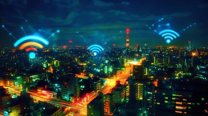 Obraz premium Smart City Wifi Lan Networks