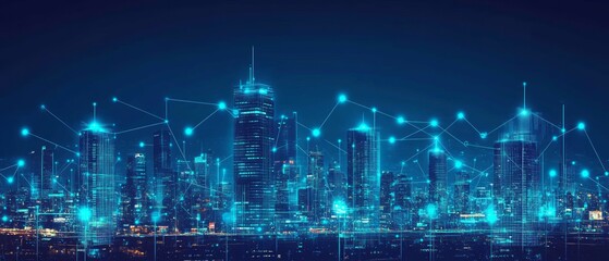 Obraz premium The Connected Skyline, Smart Cities and IoT Integration