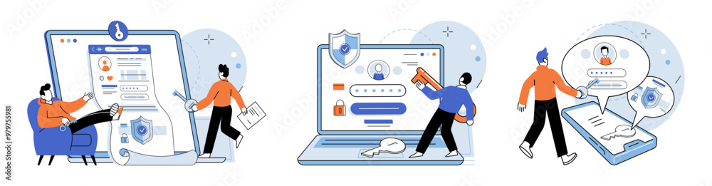 Fototapete user authorization. vector illustration. security protocols ensure safety user data and prevent unau