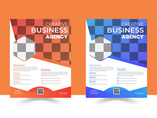Corporate business flyer template design set with blue, orange, red and yellow color. marketing, business proposal, promotion, advertise, publication, cover page. new digital marketing flyer set.