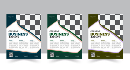 Corporate business flyer template design set with blue, orange, red and yellow color. marketing, business proposal, promotion, advertise, publication, cover page. new digital marketing flyer set.