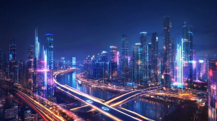 Obraz premium Smart City Wifi Lan Networks