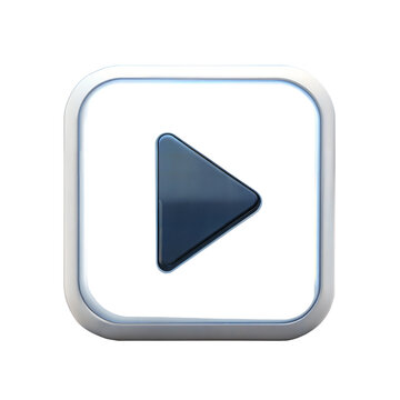 Square play button icon on black background, symbolizing media and digital functionality.