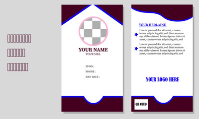 Business vector design elements for graphic layout of corporate id card. Modern abstract background template with gradient blue purple in wave curve shapes in clean minimal style. circle space photo.