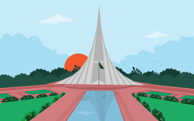The National Martyrs' Monument of Bangladesh, Bangladesh victory day and independence day concept flat illustration.Vector art. 26th march poster.